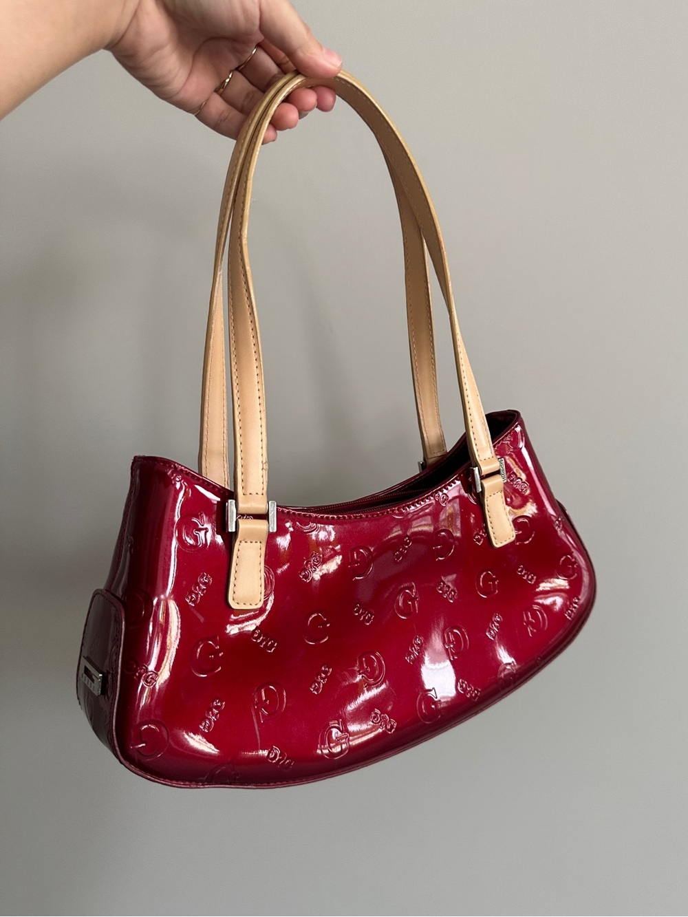 Vintage guess red patent leather shoulder bag